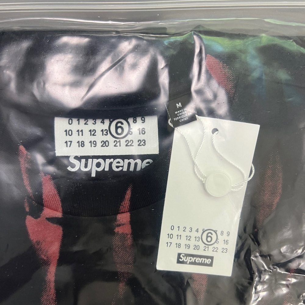 Supreme Maison Margiela MM6 Liquid Blue Oversized Skull Flames Tee - Picture 6 of 8